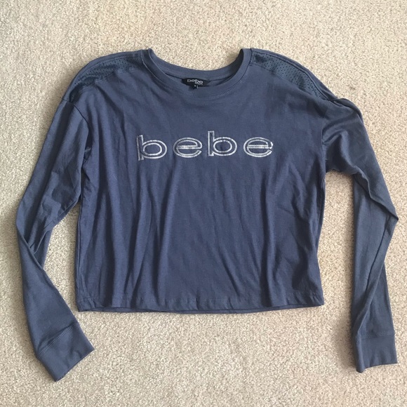 SOLD - Bebe Long Sleeve Smoke Blue Top - NWT - Picture 2 of 14